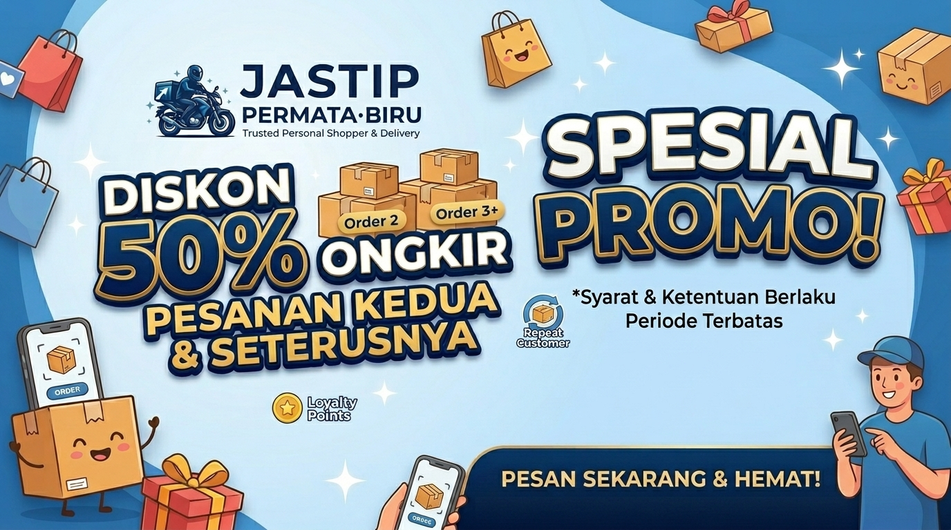 Promo Ongkir 50% — Promo Jastip Permata Biru Cileunyi